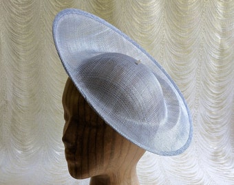 RESERVED Cloud Blue Saucer Hat Base Sinamay Straw Fascinator Hat Form for DIY Millinery Supply 12 Inch Round Upturned Brim Not Ready to Wear