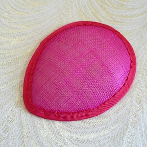 5&quot; Fuchsia Sinamay Fascinator Base for DIY Hat Hot Pink Millinery Supply Teardrop Shape