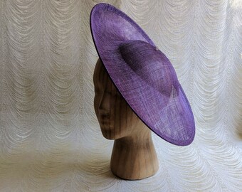 Purple Saucer Hat Base Contoured Sinamay Straw Wide Hat Form for DIY Hat Millinery Supply Round Shape Upturned Brim Not Ready To Wear