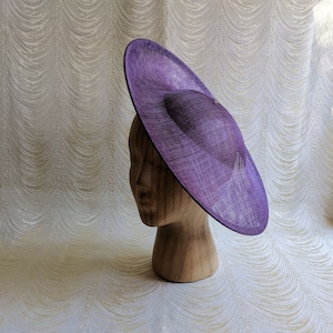 Purple Saucer Hat Base Contoured Sinamay Straw Wide Hat Form for DIY Hat Millinery Supply Round Shape Upturned Brim Not Ready To Wear