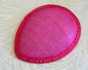 Fuchsia Sinamay Fascinator Base for DIY Hat Hot Pink Millinery Supply Teardrop Shape