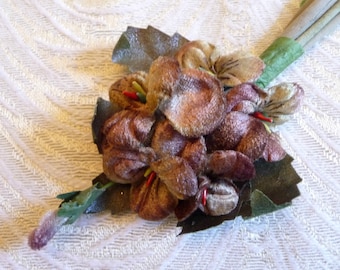 Velvet Pansies Millinery Flowers Plum Brown Sage Green for Hats Cosages Hair Clips Crafts Rustic Wedding 3FN0090BR
