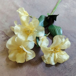Vintage Millinery Flowers Pale Yellow Cream Petunias Germany NOS Bunch of Three with Buds for Hats Fascinators Bouquets  Floral Arrangements