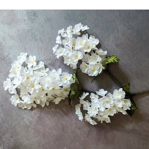 One Bunch Vintage Lilacs White Millinery Flowers with Leaves 3 Sizes You Choose from Germany for Hats Fascinators, Crafts