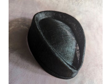 7" Black Sinamay Fascinator Base for DIY Millinery Supply Teardrop Shape Pillbox Hat Style Not Ready to Wear