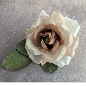 4&quot; Cocoa Taupe Brown Ivory Rose  Ombre Shaded Silk Crepe Millinery Flower for Hats Fascinators Gowns