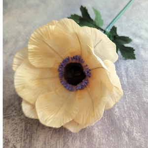 Vintage Millinery Anemone Pale Golden Peach Silk Flower NOS Germany for Hats Fascinators Bouquets Floral Arrangements