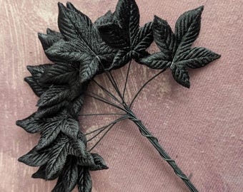 Black Velvet Leaves Millinery Small 1.5" Ivy Pointed Leaf Bunch of 12 for Hats, Crafts