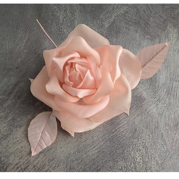 Vintage 5" Peachy Pink Silk Rose Millinery Flower NOS for Hats Gowns Sashes Fascinators