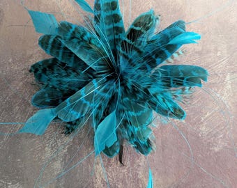 8+"Türkis Schwarz Feder Hutmacher Blume für Hüte Fascinators Haar Handwerk Kostüme