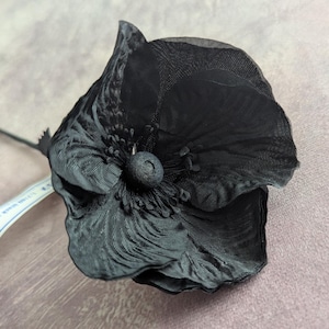Vintage Poppy Solid Black Double Layer NOS Germany Millinery for Hats, Fascinators, Floral Arrangements