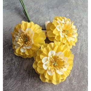 Vintage Millinery Flowers Golden Yellow Zinnia Blossoms NOS Germany for Hats Fascinators Costumes Crafts