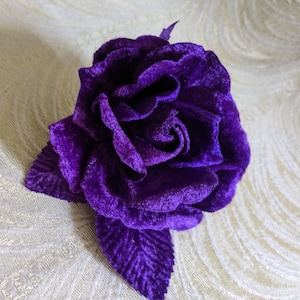 4&quot; Purple Velvet Rose Millinery Flower for Hats, Fascinators, Gowns, Costumes