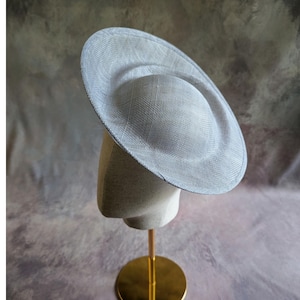 Light Gray Saucer Hat Base Sinamay Straw Fascinator Hat Form for DIY Millinery Supply 12 Inch Round Shape Upturned Brim Not Ready to Wear