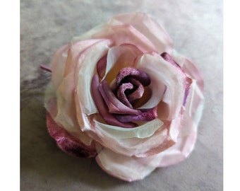 5" Mauve Pink Rose Ombre Silk Organdy and Velvet Millinery Flower for Hats Fascinators Gowns