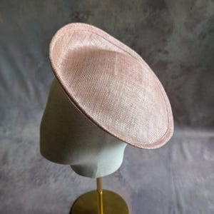 9.5&quot; Pale Pink Scoop Fascinator Hatinator Base Sinamay Straw with Sleeve for Headband or Clip DIY Millinery Supply Not Ready to Wear