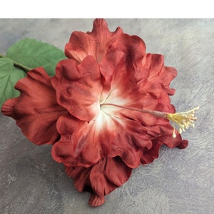 6&quot; Large Hibiscus Rust Millinery Flower NOS for Hats Fascinators Hair Clips Tropical Floral Arrangements Long Stem