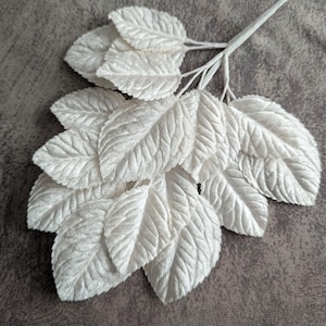 Larger Leaf Off White Velvet Leaves Millinery Beautiful Spray of 18 for Hats Scrapbooking, Fascinators Crafts