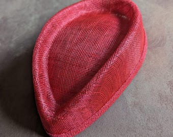 7.5" Red Sinamay Fascinator Base for DIY Millinery Supply Teardrop Shape Pillbox Hat Style Not Ready to Wear