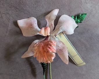 Vintage Pink Velvet Orchid NOS German Millinery Flower for Hats