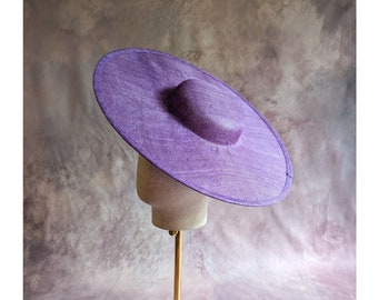 15" Light Purple Cartwheel Hat Base Sinamay Straw Wide Brim Lilac Round Hatinator Form for DIY Derby Hat Millinery Supply Not Ready to Wear