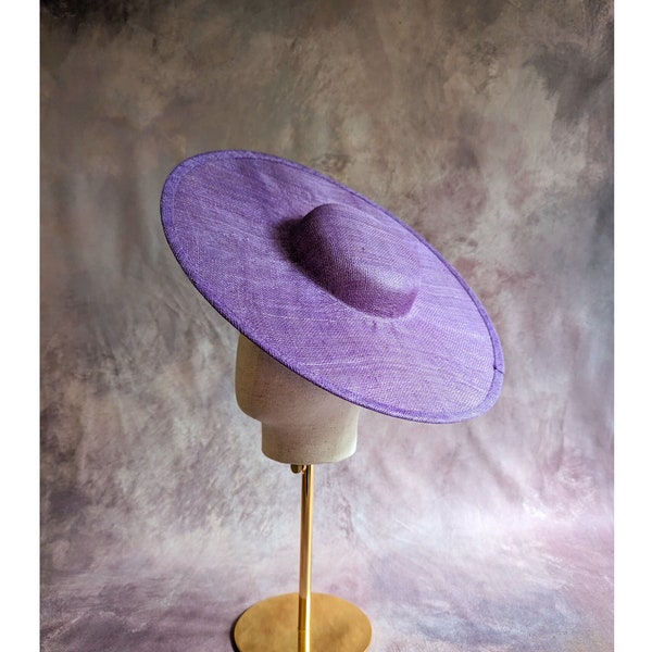 15" Light Purple Cartwheel Hat Base Sinamay Straw Wide Brim Lilac Round Hatinator Form for DIY Derby Hat Millinery Supply Not Ready to Wear