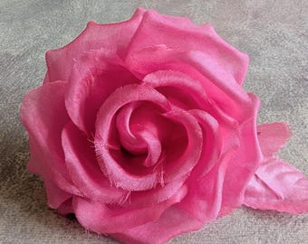 4" Bright Pink Rose Silk Millinery Flower CLEARANCE SALE MR-15