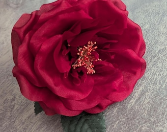 4.5&quot; Rich Red Silk Rose NOS Vintage Millinery Flower for Hats Fascinators Gowns