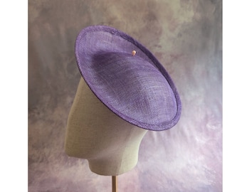 9.5" Light Purple Scoop Saucer Hatinator Hat Base Sinamay Straw with Sleeve for Headband or Clip DIY Millinery Supply Not Ready to Wear