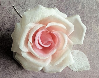 4.5" Pink Ivory Silk Millinery Rose Ombre Shaded for Hats Fascinators Fashion MR-22