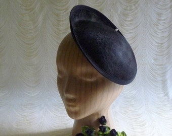 Black Fascinator Base Hat Form Scoop Upturned Brim for DIY Hat Millinery Supply Round Shape Not Ready to Wear