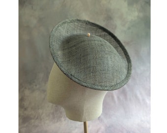 9.5" Gray Scoop Saucer Hatinator Hat Base Sinamay Straw with Sleeve for Headband or Clip DIY Millinery Supply Round Shape Not Ready to Wear