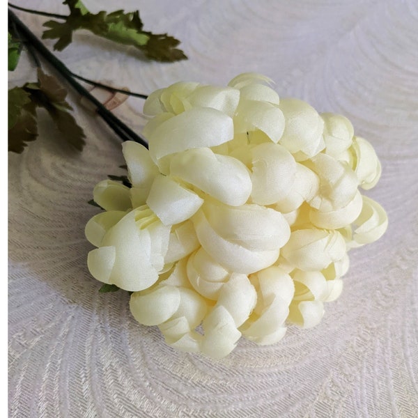 Große Vintage Französisch Lemon Gelb Chrysantheme Hutmacher Blume Pom Pom NOS für Hüte Hochzeiten Fascinator, Sträuße, Blumenarrangements