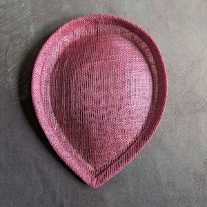 7&quot; Mystic Pink Sinamay Fascinator Base for DIY Hat Millinery Supply Teardrop Shape with Sleeve for Headband or Clip