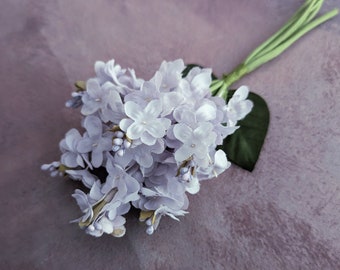 Pale Lavender Lilac Flowers Fabric Bunch with Pep Buds Leaves for Millinery Hats Fascinators, Crafts, Hair Crowns 2FN0027L