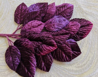 Larger Leaf Plum Purple Velvet Leaves Ombre Millinery Beautiful Spray of 18 for Hats Fascinators Crafts