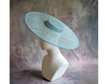 17.25" Light Blue Cartwheel Hat Base Woven Robins Egg Sinamay Straw Wide Round Hatinator Form for DIY Millinery Supply Not Ready to Wear