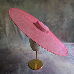 23.5&quot; Extra Large Mystic Pink Hatinator Base Sinamay Wide Brim with Headband Sleeve DIY Millinery Supply  Not Ready to Wear