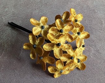Velvet Forget Me Nots Goldenrod Millinery Flowers One Dozen 1" Blossoms for Hats Crafts