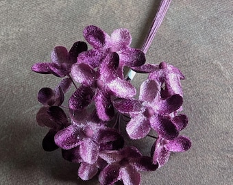 Velvet Forget Me Nots Shaded Plum Purple Millinery Flowers One Dozen 1" Violet Blossoms for Hats Crafts