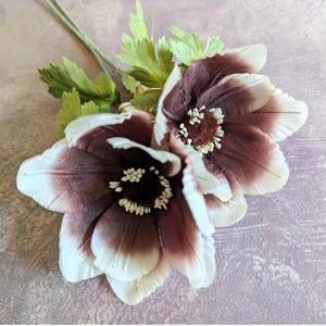 Vintage Twin Millinery Anemones Expresso Brown Beige Ombre Silk Millinery Flowers Poppies NOS Germany for Hats Fascinators Crowns Corsage