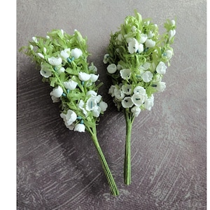 Two Bunches Heather White NOS Millinery Flowers Lily of the Valley for Weddings Hats Crafts Scrapbooking Dolls Party Favors