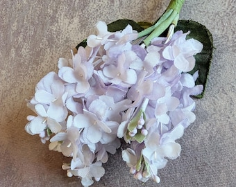 Faded Lavender Lilacs Bunch with Pep Buds Leaves for Millinery Flowers for Hats Fascinators, Crafts