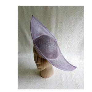 Dusty Lilac Hat Base Sinamay Straw Hatinator Form for DIY Millinery Supply Contoured Oblong Shape Wide Upturned Brim Not Ready To Wear