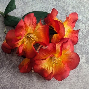 Vintage Millinery Flowers Red Orange Ombre Petunias Germany NOS Bunch of Three with Buds for Hats Fascinators Bouquets  Floral Arrangements