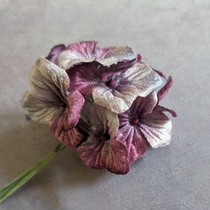 Small Ombre Velvet Blossom Bunch of 10 Plum Mauve Lavender Millinery Flowers for Hats, Crafts, Corsage, Costumes