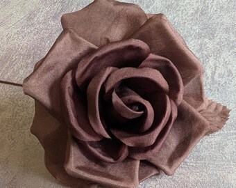 4.5" Dark Brown Rose Silk Millinery Flower CLEARANCE SALE MR-16