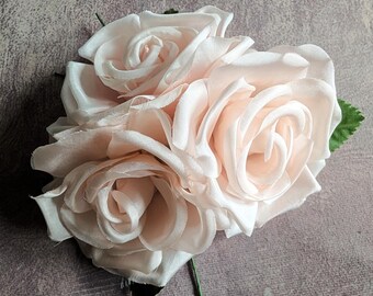 Lot of 3 Silk Roses Pale Pink Millinery Flowers As Is CLEARANCE SALE MR-13