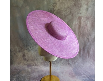 15" Orchid Cartwheel Hat Base Sinamay Straw Wide Brim Pink Purple Round Hatinator Form for DIY Derby Hat Millinery Supply Not Ready to Wear