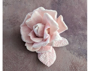 4" Pale Pink Velvet Rose Millinery Flower for Hats, Fascinators, Gowns, Costumes, Crafts 3FN0067P